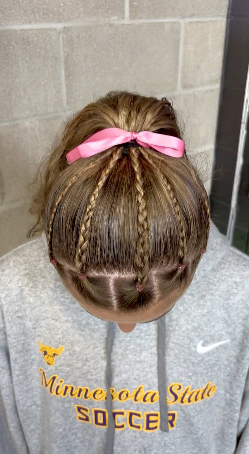 todays game day hair with time stamps 🌞🫶🏻💜 #hairinspo #Soccer #braids #hair #hairstyle 