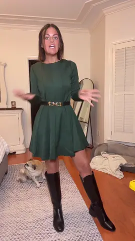 Pleated, flowy, A-line dress. No pockets, but is full of stretch and longer than most fall / winter dresses. Zipper in back and long sleeves aren't tight. Comfortable, flattering dress! #dress #modestdress #fallfashion #winterdress #tiktokshopfalldealsforyou 