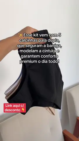 ✨ Esse kit vem com 5 calcinhas pala dupla, que seguram a barriga, modelam a cintura e garantem conforto premium o dia todo! #calcinhapaladupla #tiktokshop #calcinha #lingerie #lingerieconfortavel