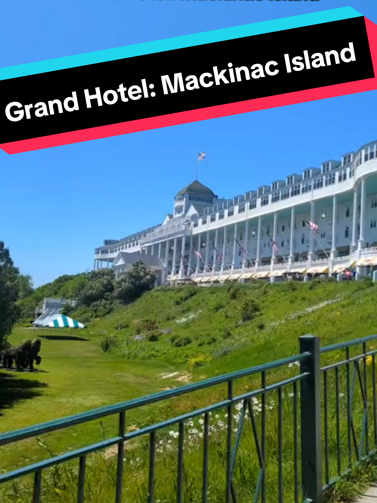 The best hotel in America? I think it is. Beautiful views, historical value, and the longest porch in the entire world #michigan #grandhotel #travel #usa #hotels 