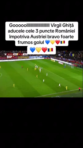Gooooollllllllllllllllllllll Virgil Ghiță aducele cele 3 puncte României împotriva Austriei bravo foarte frumos golul 💙💛❤️🇷🇴 #fcsb #steaua #romania #virgilghita #ghita 