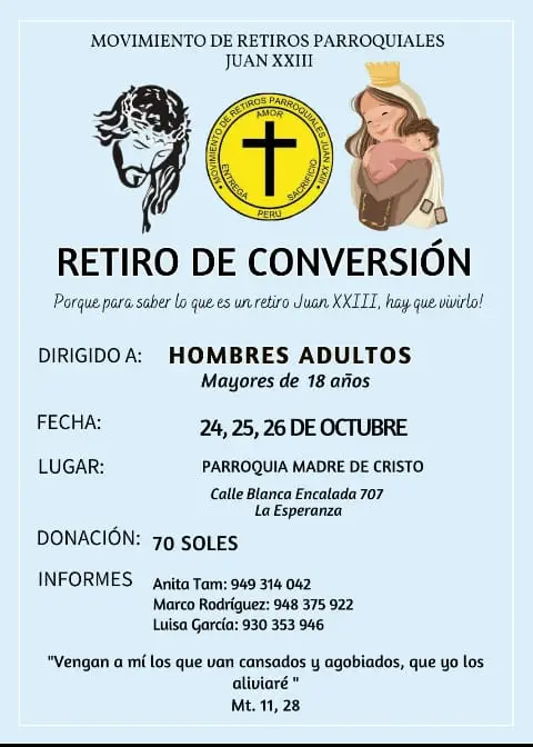 Movimiento Juan XXIII  Retiro de conversión  Un encuentro con Cristo ✨