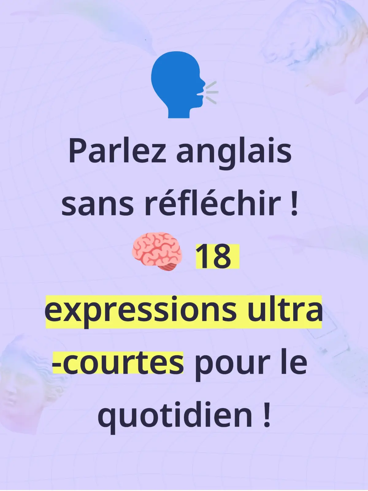 Vous voulez des phrases qui sortent toutes seules ? 😉 L'anglais naturel est plein d'expressions courtes que les natifs utilisent sans cesse pour des réponses rapides, des encouragements ou des mises en garde. Maîtriser ces expressions est un raccourci vers la fluidité ! Dans cette vidéo flash, vous allez : Découvrir comment répondre rapidement : dites 