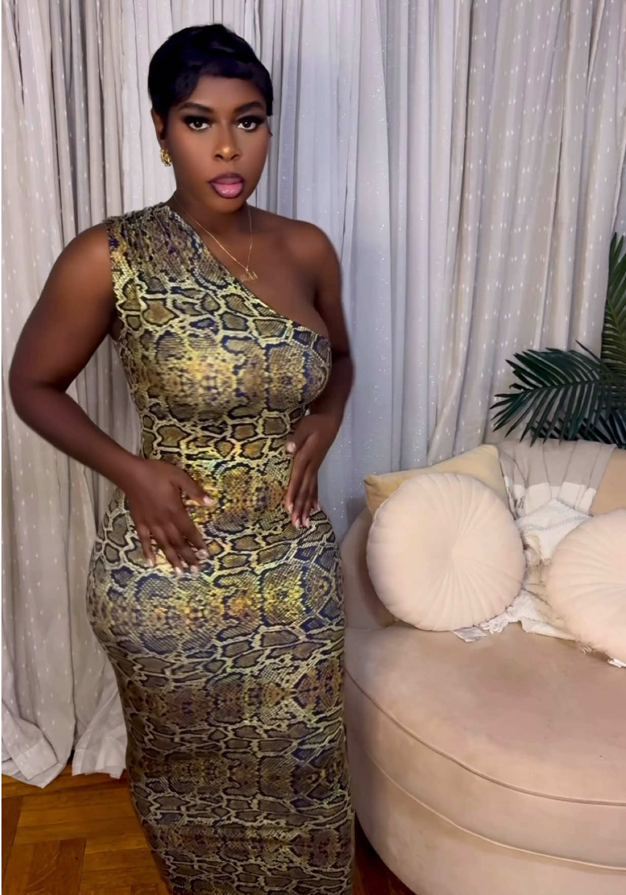 This snake-print dress @AQUAMAIA NEW YORK #fyp #foryoupage 