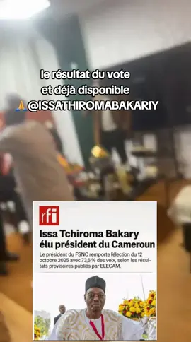 la politique au Cameroun avec le nouveau président mr @ISSA THIROMA BAKARIY le président du fsnc remporte l'élection du 12 octobre 2025 au Cameroun avec 73,6% de voix selon le résultat provisoire publié par @élections 2025 nouveau président du @cameroun_congo_tiktok @babawassa1 @PAUL BIYA 🇨🇲 @FSNC TCHIROMA @FNSC.optimisteducontinent 🇨🇲 @Issa tchiroma bakari fsnc 2025 @Brut Afrique @Paul Mirabel 