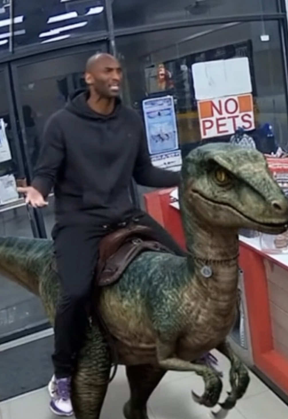 It’s just jelly bean bro he don’t bite  #kobe #dinosaur #trending #sora #viral #ai #gasstation #raptors #basketball #engagement #foryoupage 