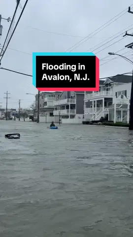 Check out the flooding in Avalon, N.J. this afternoon. 😳 Up and down the Jersey Shore, communities are dealing with rising water fueled by a nor’easter storm. And it’s a long way from over. #flooding2025 #noreaster #jerseyshore 