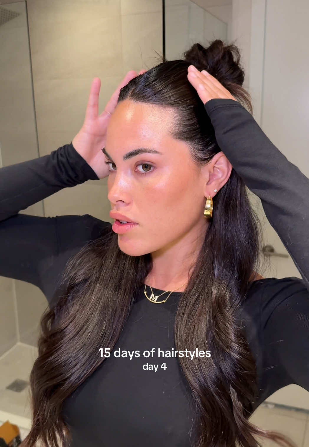 half up half down slick back!!! #hair #hairinspo #hairidea #slickback #slickbackbun @Crown Affair @Emi Jay @babylissprousa 