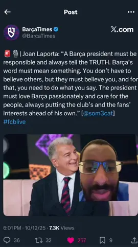 So Laporta is telling other Barca presidents to be responsible and tell the truth 😂 yet he’s been irresponsible and kept lying to us 🤡 #fyp #barcelona #laporta #president #football 
