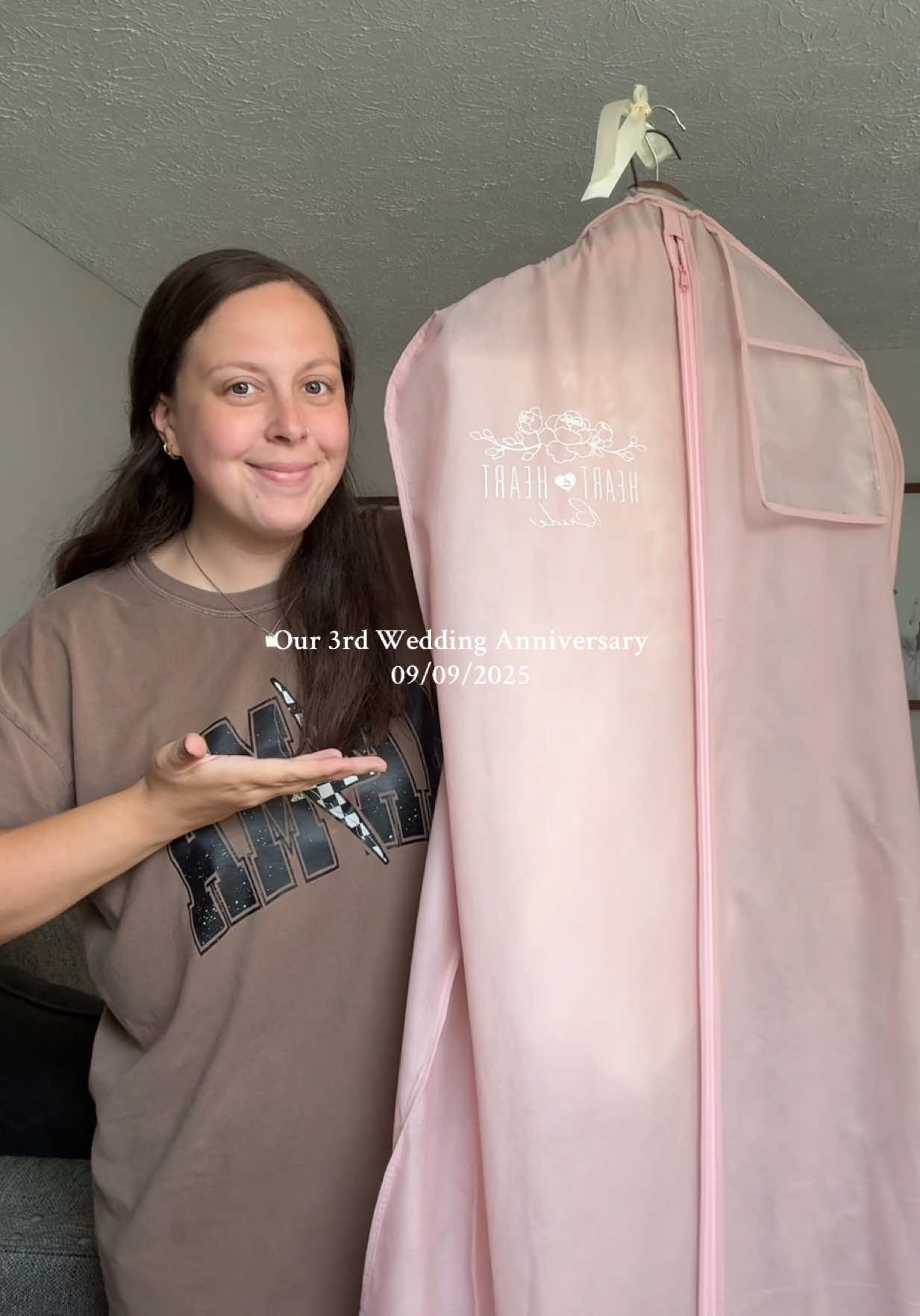 Delayed *** because I couldn’t hide the bump even when I was sucking in 🤣 but let’s just say I had to cut the video after I showed my husband because he was very into it haha 😉🤣  #husbandwife #weddingdress #pregnant #pregnancy #anniversary 