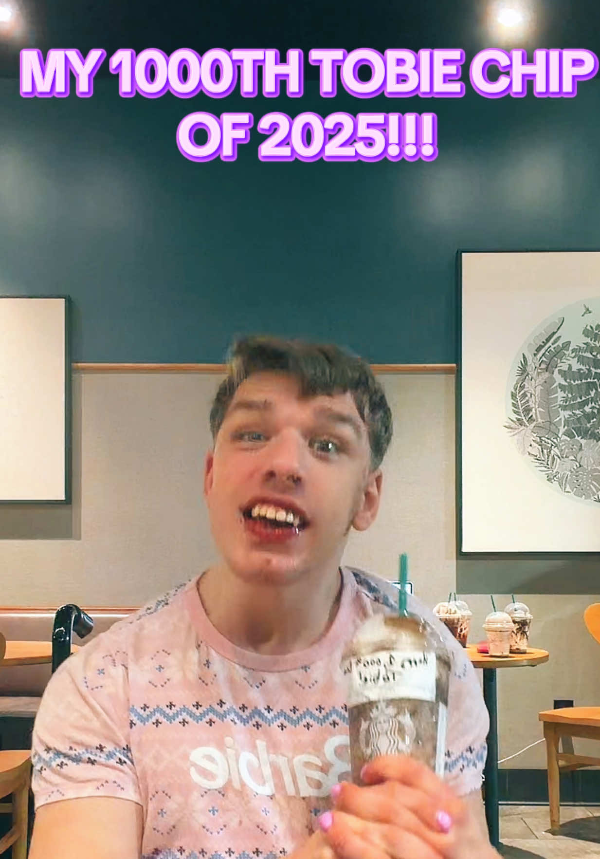 My 1000th Tobie Chip of 2025, gay cutie, Barbie vibes, happy heart with every sip 🌈💖☕️✨, Starbucks, let’s chat a cute collab, save this video, comment if you’re Team Babeacino #TobieChip1000 #Starbucks #Babeacinos #Barbiecore #GayAndCute @Starbucks @Meghan Trainor @Cameo @VidCon 