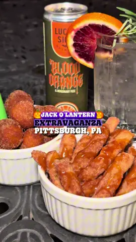 AD| Jack O’ Lantern Extravaganza is back at the Pittsburgh Zoo! 🎃 • • • This is one of my favorite Halloween events! They hand carve over 3,000 pumpkins for this walkthrough.  Here are all of the foodie details: Location: Village Plaza (weekends only): 🎃 Pumpkin Stuffed Pretzel 🍎 Caramel Icee Float (this was the best and comes with an animal straw) ✨ White Russian  Location: Jamba Plaza 🍔 Devil’s Kiss Burger 🍩 Apple Cider Donut Holes 🍎 Apple Fries 🍊 Lucky Sign Blood Orange & Rosemary canned cocktail #pittsburgh #halloween #fyp