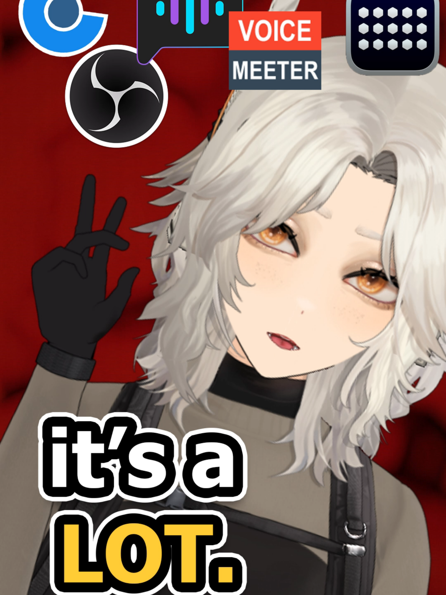 How many apps do you need to be a vtuber? Uh.... a lot. For me it's a total of nine: vtubestudio, vitamins, twitch integrated throwing system, streamerbot, speakerbot, obs, streamdeck, voicemeeter, and cantabile. Yours might be more or less though! #vtuber #ENVtuber #streamer #twitch