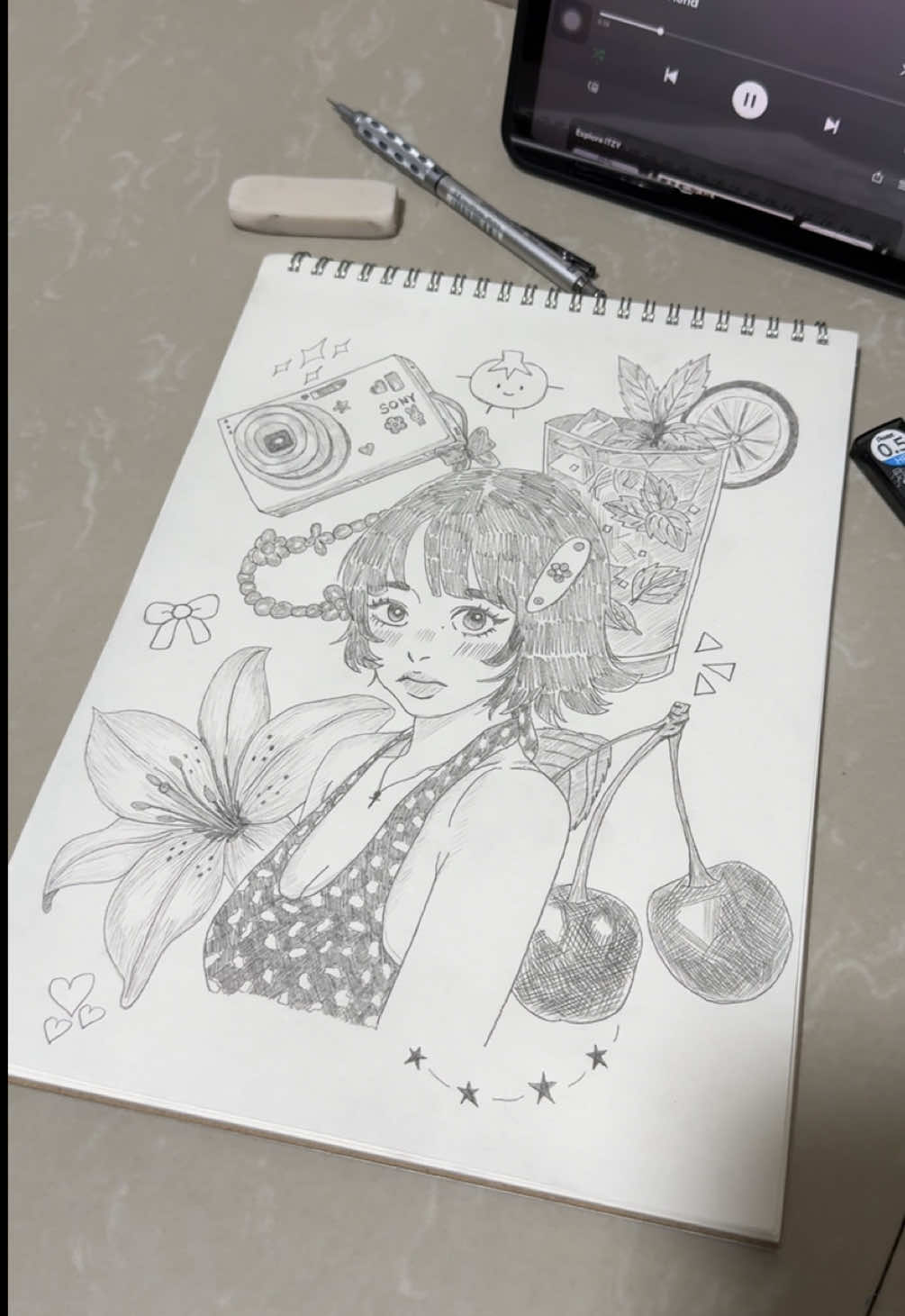 Got tired halfway and gave up on the finishing touches 😆 #fyp #drawingchallenge #artistsoftiktok #arttok #inktober 