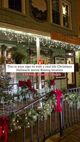 Visit the real life Christmas Hallmark town of Dahlonega, Georgia 🎄.  Christmas in the Smokies and Christmas in Homestead was filmed here 🎥 There's nothing more magical than grabbing a hot chocolate and walking around a small town full of twinkling lights and Christmas cheer. 🥰 You'll find cozy restaurants, boutiques, and Christmas events all December long here.  This town is located in the North Georgia Mountains Region and is surrounded by so much natural beauty. Make sure to plan for some hiking and even stay in a cabin! I highly recommend @kindleridge cabins for a romantic couples getaway here!  Have you visited Dahlonega at Christmastime? ✨ #dahlonega #dahlonegachristmas #christmashallmarktowns #hallmarkchristmas