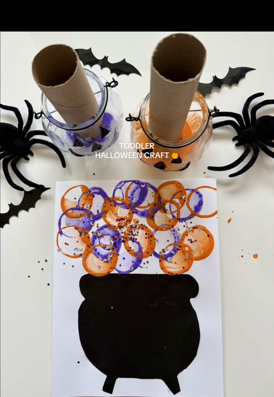 🧙‍♀️ Your little ones will love this magical bubbling cauldron craft! 🫧💜 All you need is washable paint, a splash of water, and a bit of dish soap. Dip toilet paper rolls into the bubbly mix and stamp away to make spooky potion bubbles! A perfect mix of sensory play + Halloween magic for toddlers and preschoolers 🧡 #halloweenactivities #toddlercrafts #halloweencrafts #craftideas #toddleractivities 
