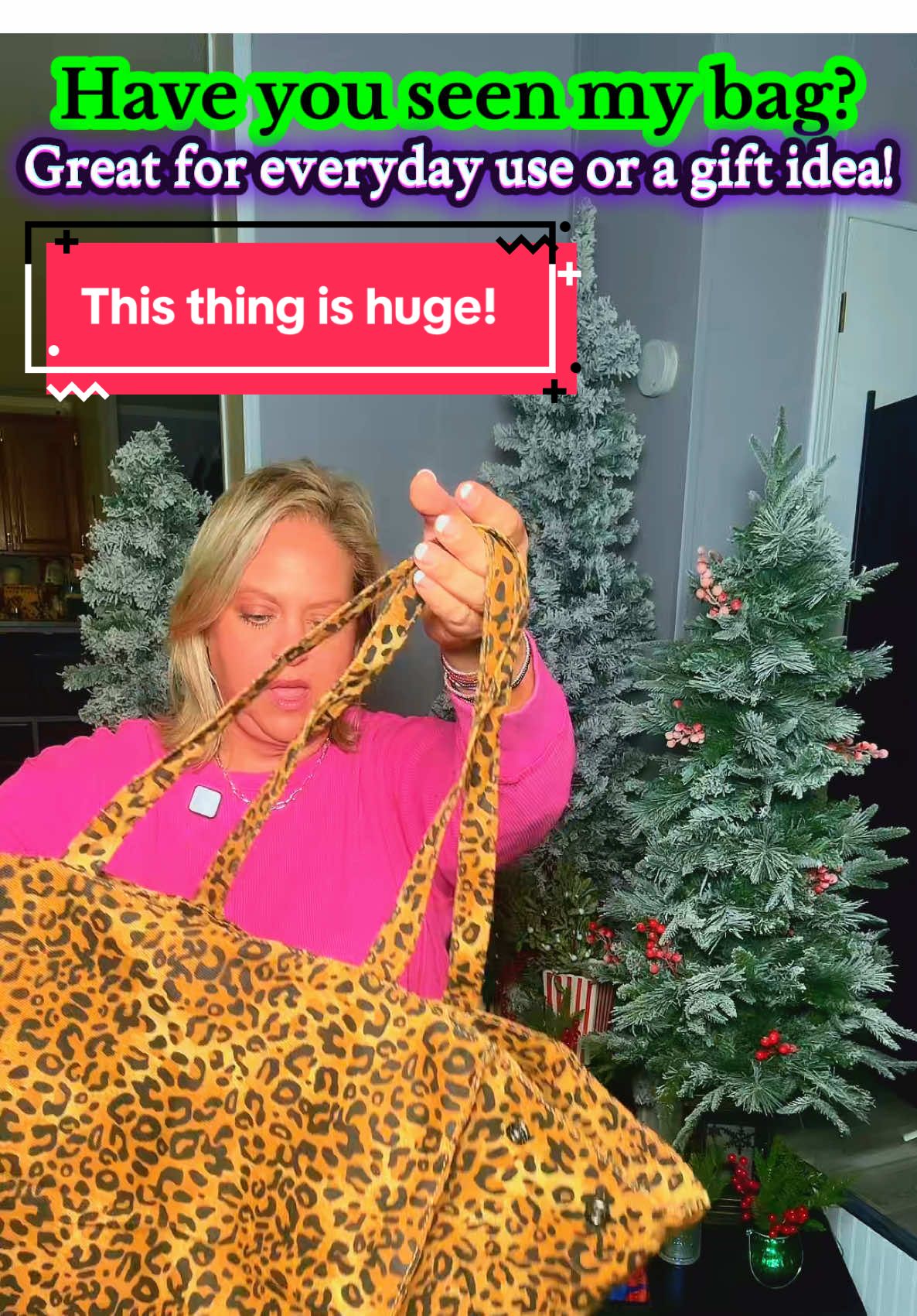 I love this bag, it can be expanded to a large bag or snapped for a more compact look!! What a great everyday bag or a gift idea!! #giftidea #womensfashion #tiktokshopfinds #bag #leopard 🥰🎀🎁💜