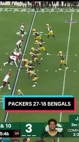 PACKERS 27-18 BENGALS Victoria con dominio por parte de Green Bay en Casa. Con una ofensiva operada a la perfección por Jordan Love.  #MundoNFL #GoPackGo #deportesentiktok