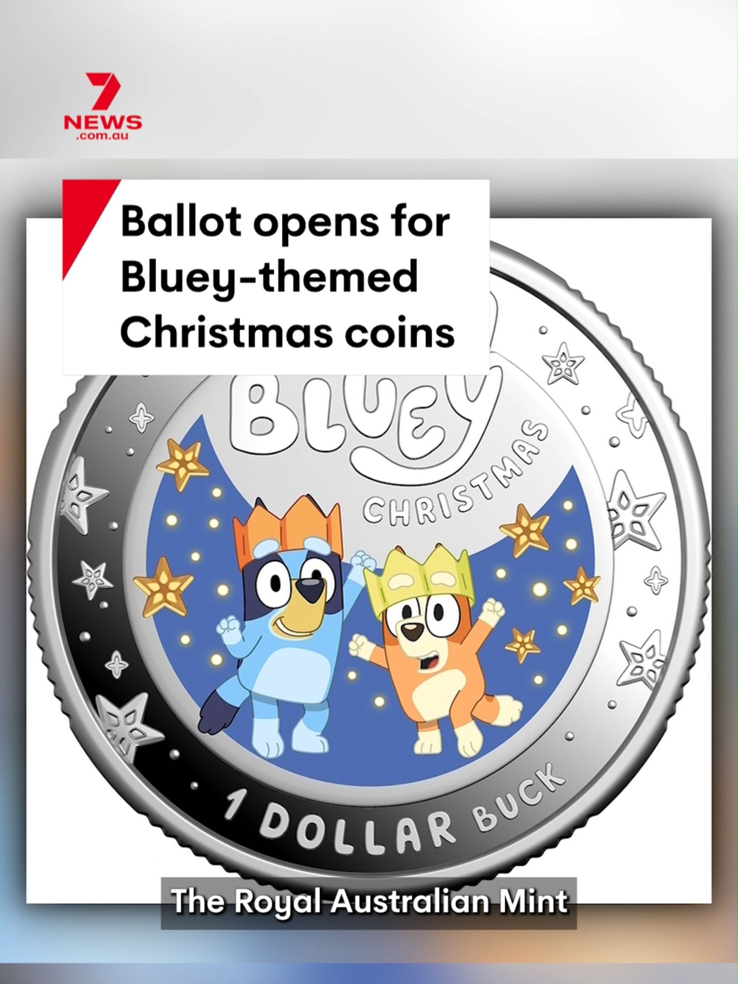 The Royal Australian Mint has launched its ballot for special Bluey-themed festive coins ahead of Christmas. #bluey #coin #money #currency #christmas
