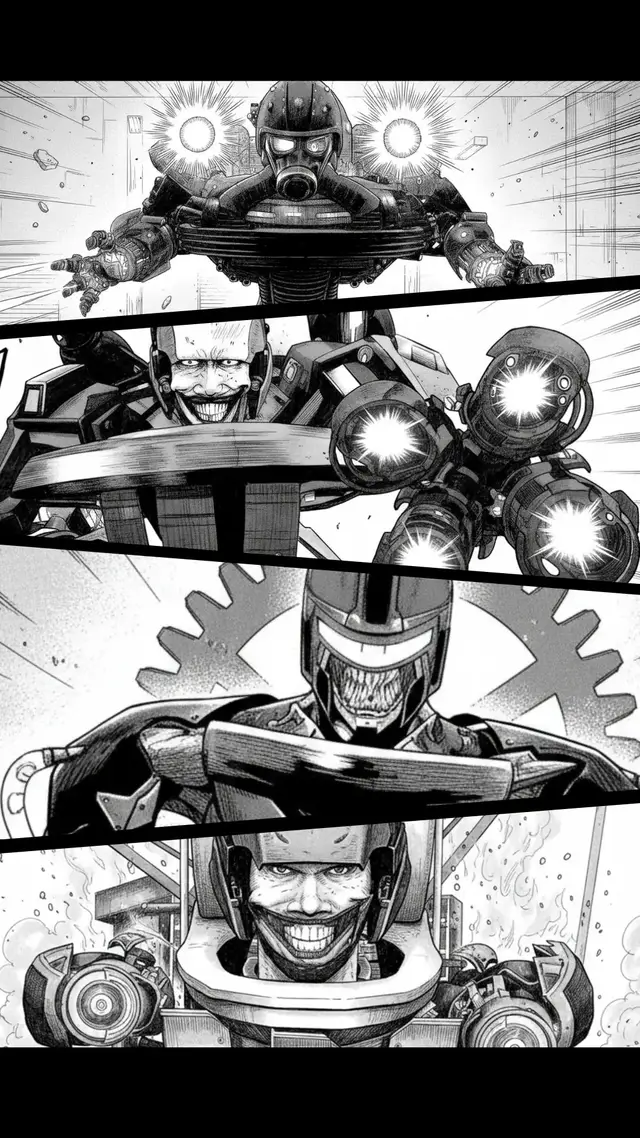 Una serie de imágenes con IA sobre la facción astro toilet, con un estilo parecido al comic o manga. La IA está potente. #skibiditoilet  #astrotoilet  #astrotoilets  #astroduchess  #ia   