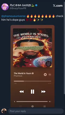 They vibing with The World Is Yours 🌎 already salute to everyone that vibed #theworldisyours #nowstreaming