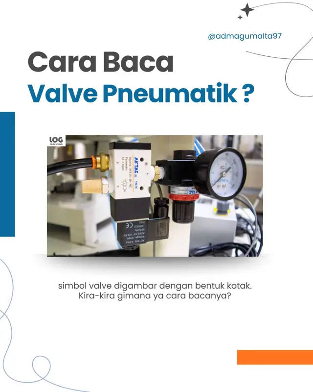 Valve pneumatik biasanya berbentuk kotak, nah kira2 gimana cara bacanya?  baca sampai slide akhir ya!  #pneumatic #pneumatics #listrik #guru #belajaronline 
