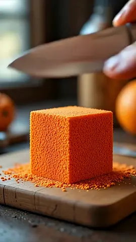 Cutting into the Most Satisfying Orange Cube Ever! #kineticsand #satisfying #foryourpage #tiktokvideos #fyp 