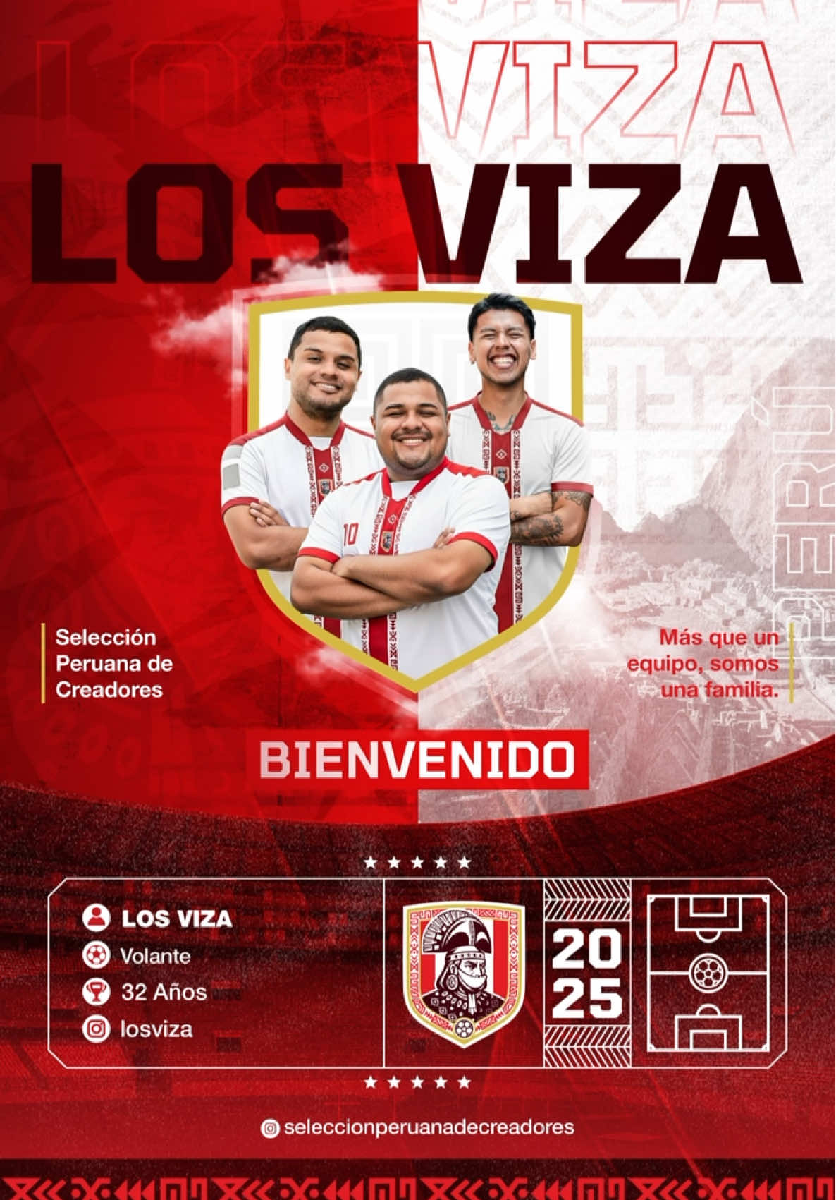 🚨🇵🇪 ¡CONVOCADO OFICIAL! 🚨 LOS VIZA se pone la camiseta para defender los colores patrios ❤️⚽ @𝐋𝐎𝐒 𝐕𝐈𝐙𝐀 🍫 Bienvenido a la Selección Nacional de Creadores 🇵🇪 #seleccionperuanadecreadores @alexisdescalzooficial  @Metz LaCru 