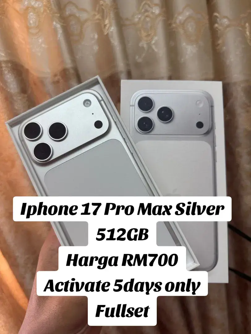 Iphone 17 Pro Max Silver 512GB Harga RM700 Iphone 17 pro max 512Gb Activate 5days only Fullset 𝘽𝙖𝙜𝙞 𝙮𝙖𝙣𝙜 𝙣𝙖𝙠 𝙤𝙧𝙙𝙚𝙧 𝙖𝙩𝙖𝙪 𝙩𝙖𝙣𝙮𝙖 𝙨𝙤𝙖𝙡𝙖𝙣, 𝙨𝙞𝙡𝙖 𝙝𝙪𝙗𝙪𝙣𝙜𝙞 𝙖𝙙𝙢𝙞𝙣 : 👇 👤 @Pajakgadaiberlesen14 #fypmasukberanda  #lewatbrandafypツ❤️👍  #foryoupage❤️❤️  #fyptiktokmalaysia🇲🇾  #originalfypシ゚🇲🇾sapacepatdiadapat😊 