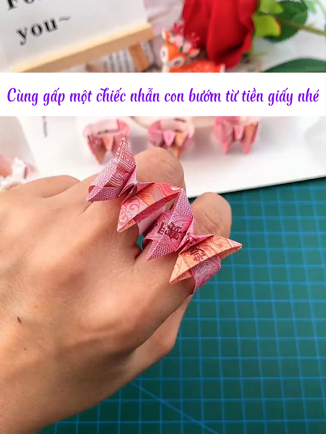Cùng gấp một chiếc nhẫn con bướm từ tiền giấy nhé #arigami #cute