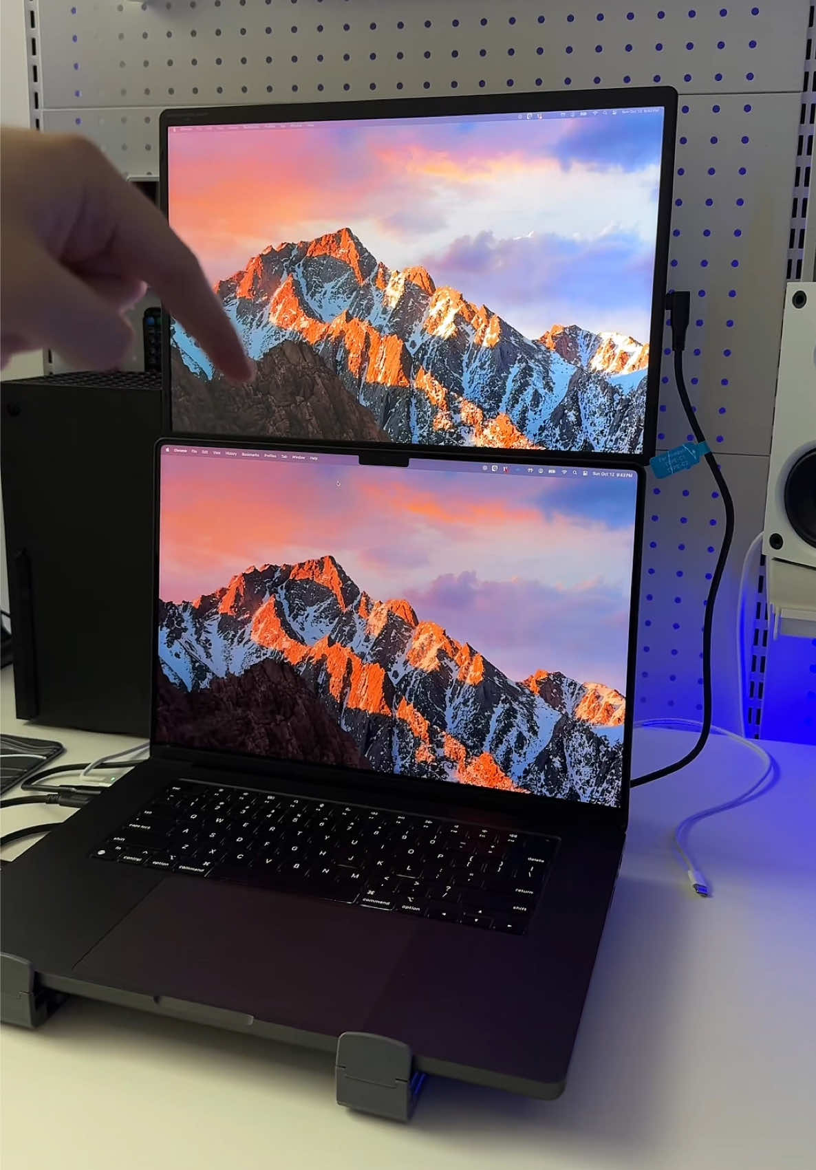 Instead of the side standing portable monitors, I have switched over to this over head portable monitor for my laptop