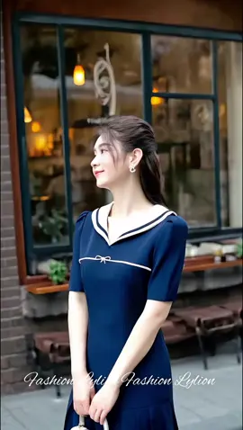 Đầm thiết kế cổ thủy thủ phối viền dáng chữ A #thoitrangnu #damthietke #damthuythu #saymethoitrang #damdangA 