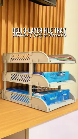 Deli 3 Layer File Tray | Grabe sobrang heavy duty nito, ang kapal at solid plastic talaga kaya pwedeng pwede 'to sa mga files niyo or sa stocks niyo ng clean papers gaya nitong sakin. Icheck-out niyo na kasi ang mura nito! #filetray #deliphilippines #delistationery #filerack #rackorganizer 