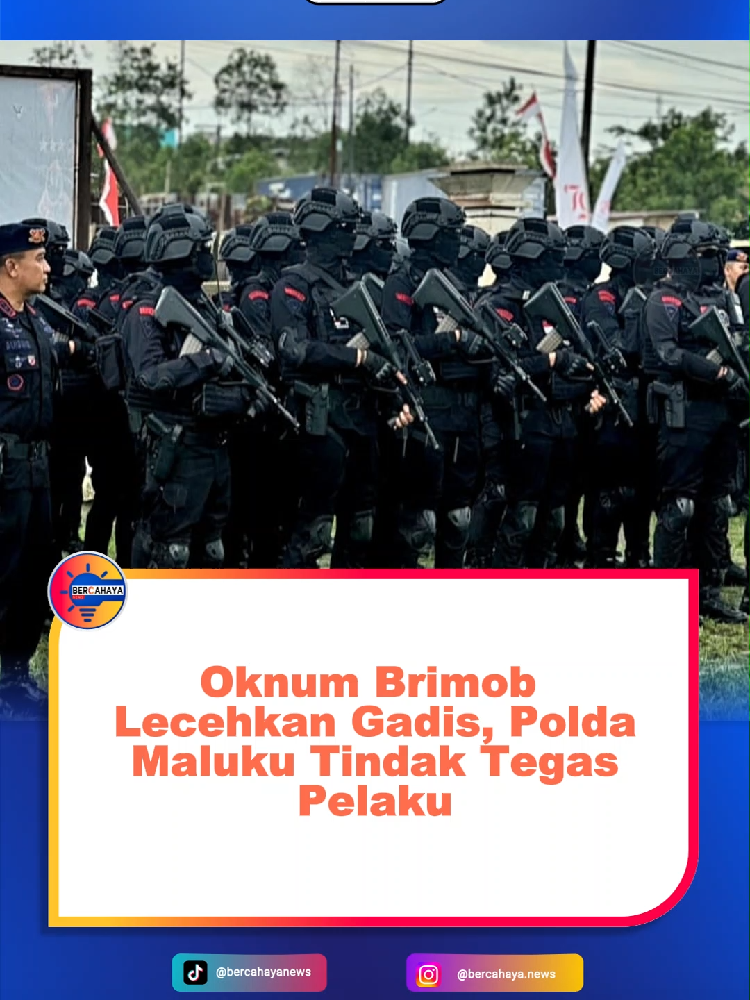 Seorang oknum Brimob diduga melakukan pelecehan terhadap seorang gadis di Maluku. Polda Maluku bergerak cepat menindak tegas pelaku dan memastikan proses hukum berjalan transparan. Kepolisian menegaskan tidak akan menoleransi tindakan yang mencoreng nama institusi. #PoldaMaluku #OknumBrimob #TindakTegas #KeadilanUntukKorban #HukumHarusTegak #StopPelecehan #PolriProfesional #TidakAdaToleransi #BeritaMaluku #KeamananPublik