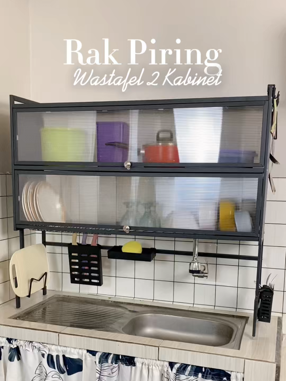 Rak piring wastafel 2 kabinet solusi modern untuk dapur kecil biar tetap terlihat bersih dan estetik #rakpiring #rakpiringwastafel #peralatandapur #perabotanrumahtangga #perabotandapur 
