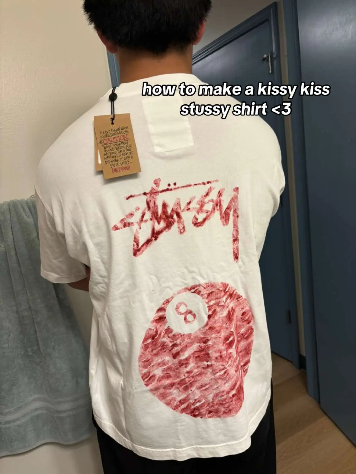 my neck and back ACHED from this but it turned out cuteee (if anyone knows another way of keeping the kisses 100% permanent on lmk😭)  #stussy #anniversarygift #giftideas #giftsforhim 