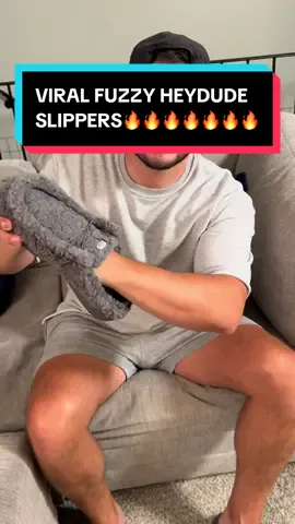 He’s obsessed..😅 #heydude #heydudes #slippers 