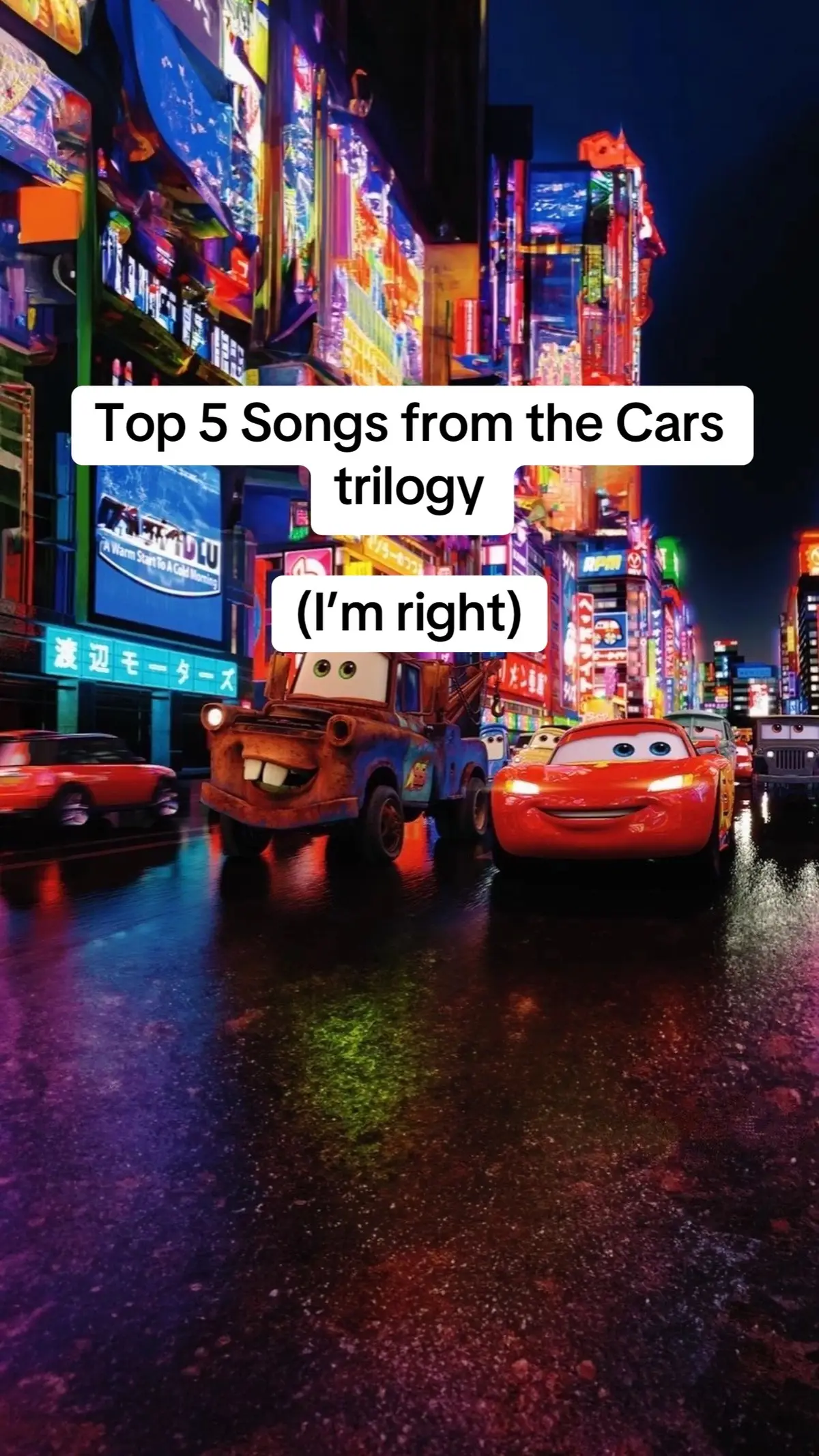 Top 5 Songs from Cars #cars #carsmovie #music #lifeisahighway #soundtrack 