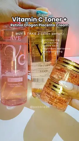 BUY 1 TAKE 2 Vc Toner + Retinol Dragon Placenta Cream. #vctoner #vitaminctoner #retinol #retinolplacentadragonsbloodcream #fyp 