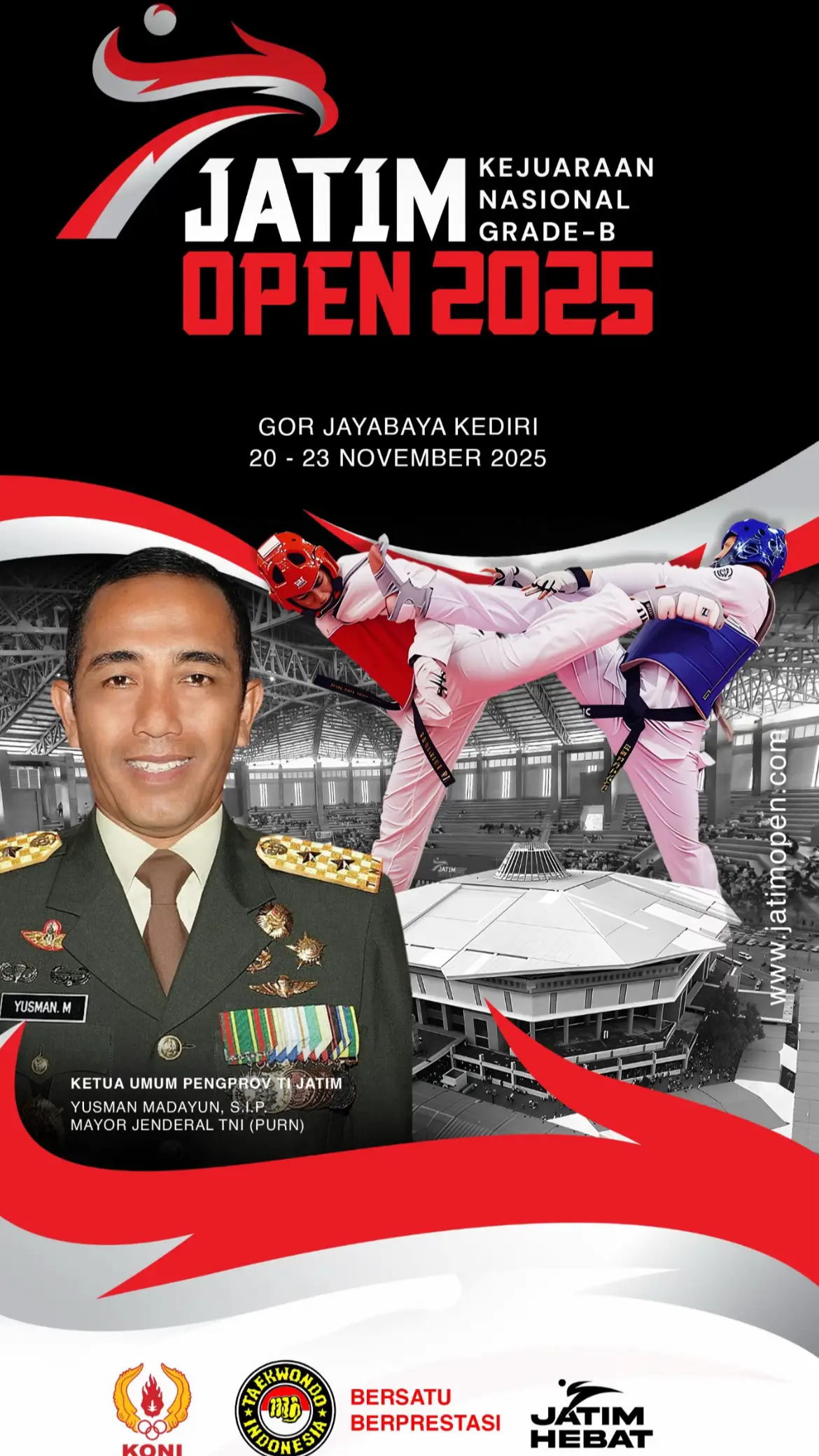 Kejuaraan Nasional Taekwondo Grade B , Jatim Open pada tanggal 20 - 23 November 2025 di GOR Jayabaya Kota Kediri - Jawa Timur  Yuk catat tanggal nya dan tunggu info Proposalnya ya , Selamat datang di Kota Tahu Kota penuh Ngangeni  #KejuaraanTaekwondo #PBTI #taekwondoindonesia #NasionalGradeB #JatimOpen 