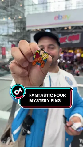 we found fantastic four mystery pins !!! @Matt Bloyd wore an F4 outfit every day of NYCC so it was only right. shoutout @Salesone_Studios for being the best variety of mystery pins we found all weekend! #blakespopnook #mysterypins #fantasticfour 