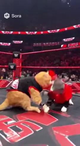 Cats on Monday night RAW #WWE #funnyanimal #soraai #cat 