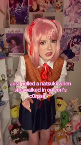 Tw: What I mean is I just puked specifically all over my bathroom floor ahaha. #fyp #ddlc #dokidokiliteratureclub #dokidokiliteratureclubcosplay #natsukiddlc 