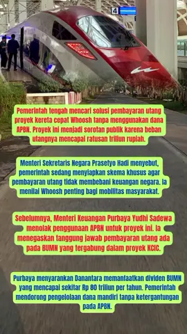 Utang Proyek Whoosh Tak Gunakan APBN, Pemerintah Siapkan Skema Khusus #Whoosh #KeretaCepat #APBN #UtangProyek #Pemerintah     