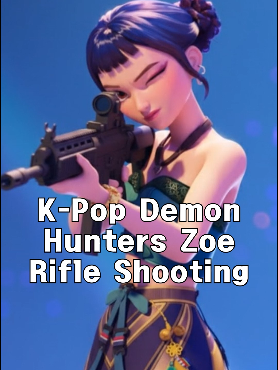 K-Pop Demon Hunters Zoe Rifle Shooting #KPopDemonHunters #Zoe #RifleShooting #AssaultRifle #KPopGame #GameCharacter #ActionScene #Gaming #FPS #3DAnimation