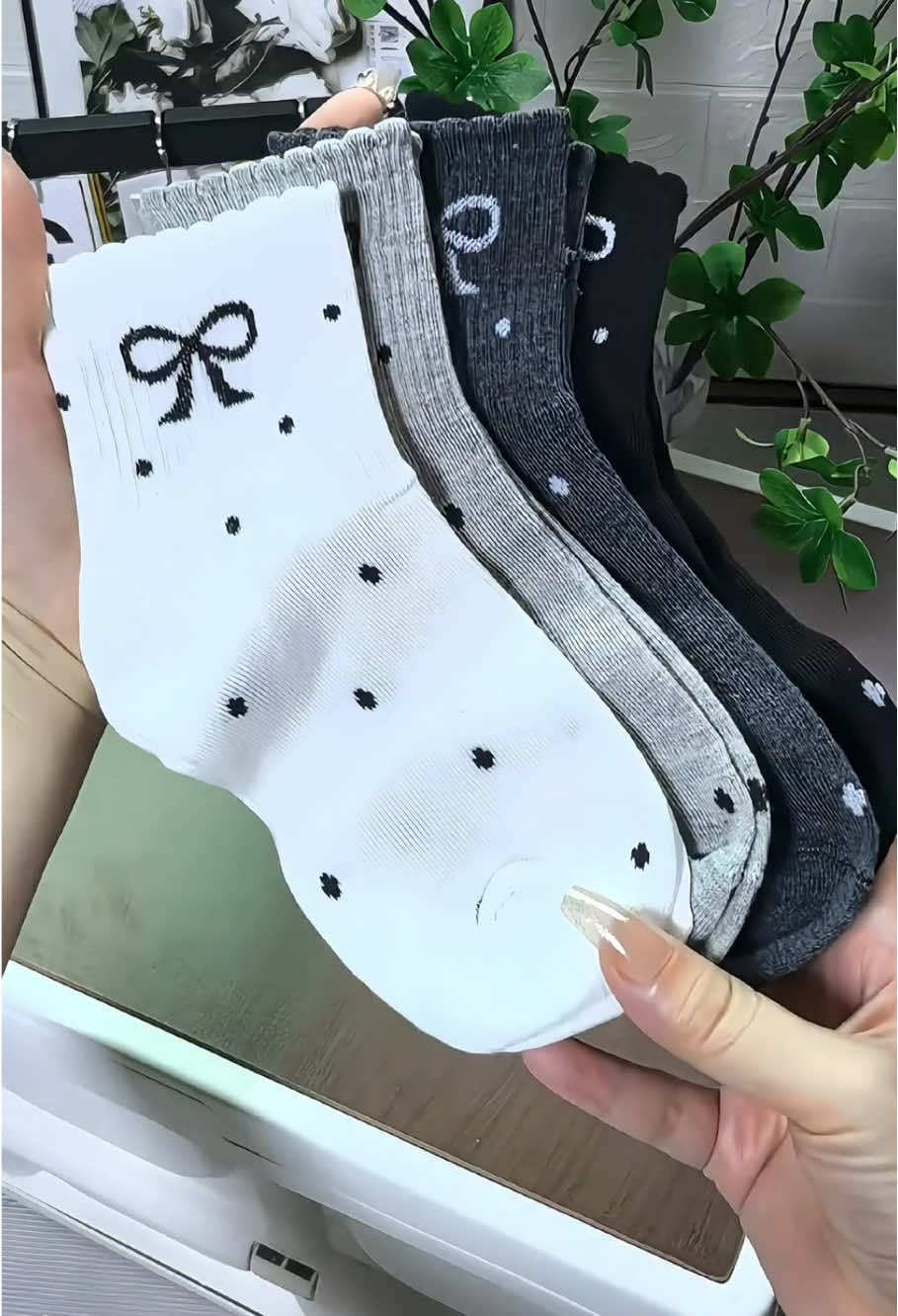 Tất nữ hoạ tiết nơ chấm bi #tatnu #tatnucaoco #tatcocao #xuhuong #lalap1995 