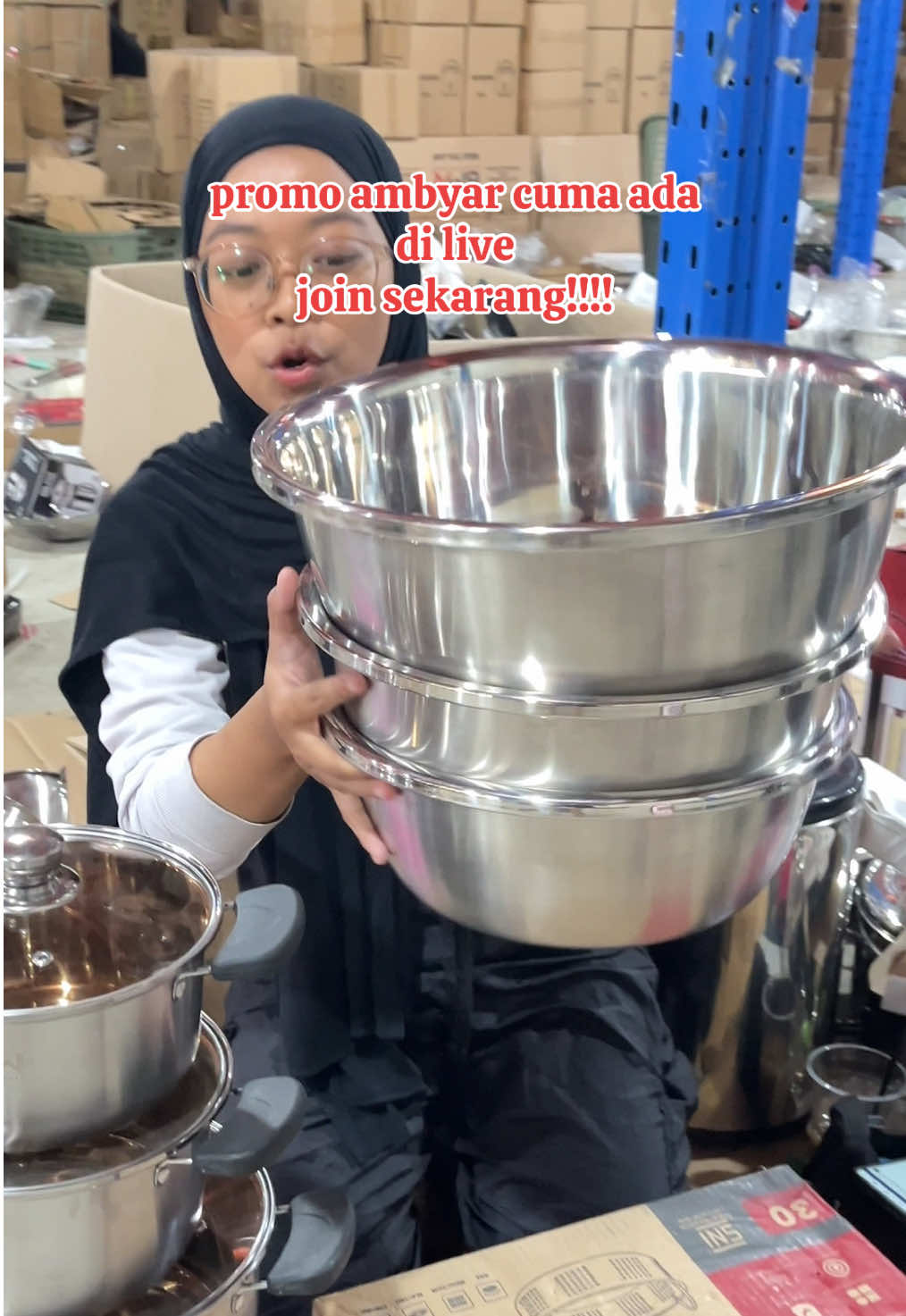 promo ambyar cuma ada di live  join sekarang!!!! #baskom #baskomstainless #milkpot #pancisup 