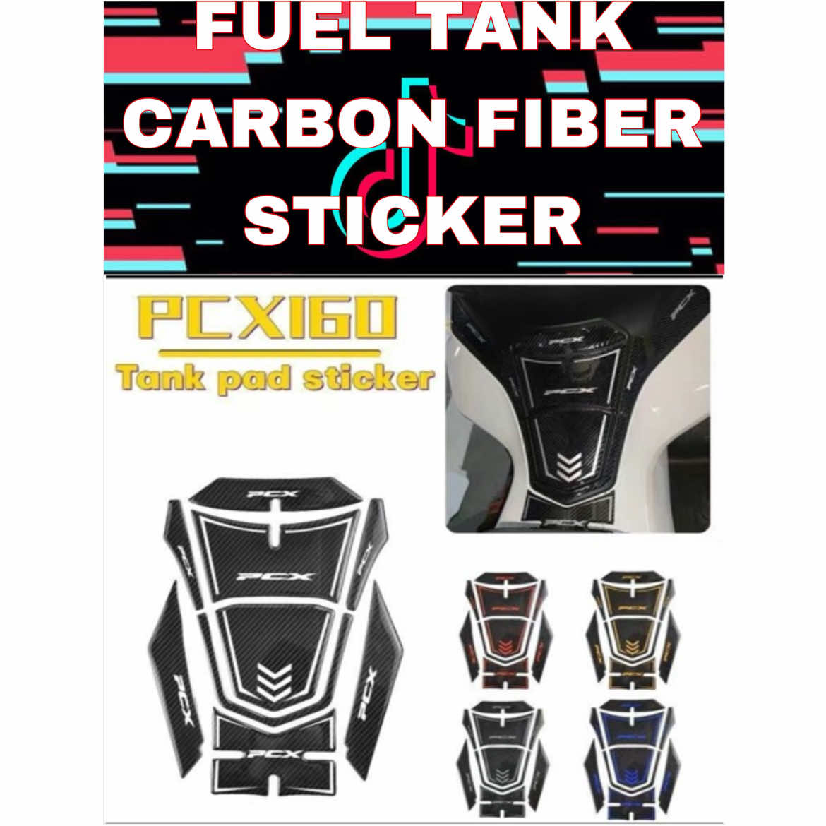 pcx 160 fuel tank carbon sticker. #carbonsticker #fueltanksticker #gastankcarbonsticker 