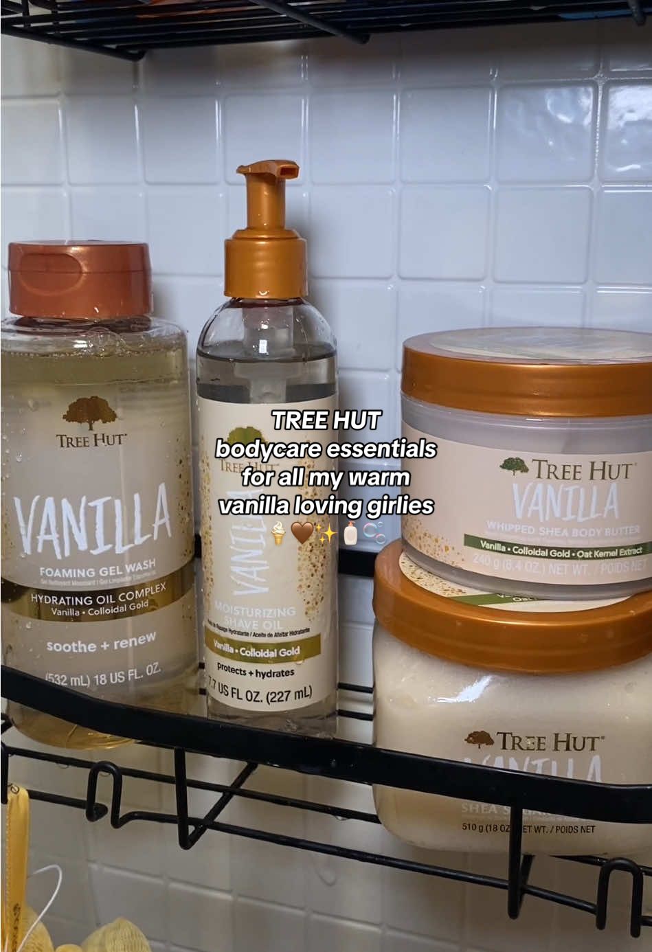 @Tree Hut bodycare essentials for all my warm vanilla loving girlies— enjoy smelling DELICIOUS while taking a shower before bed 🤩🍦🤎✨🧴🫧 #treehutpartner #treehut #bodycare #showerroutine #bodycareroutine 