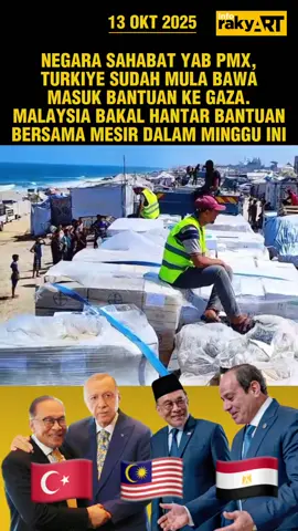 NEGARA SAHABAT YAB PMX, TURKIYE SUDAH MULA BAWA MASUK BANTUAN KE GAZA. MALAYSIA BAKAL HANTAR BANTUAN BERSAMA MESIR DALAM MINGGU INI #fyp #foryoupage #foryou #gaza #perang 
